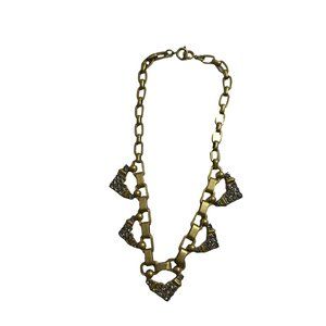 Stella Dot Necklace Gold Tone Rhinestones Choker Style Chunky Links 15"